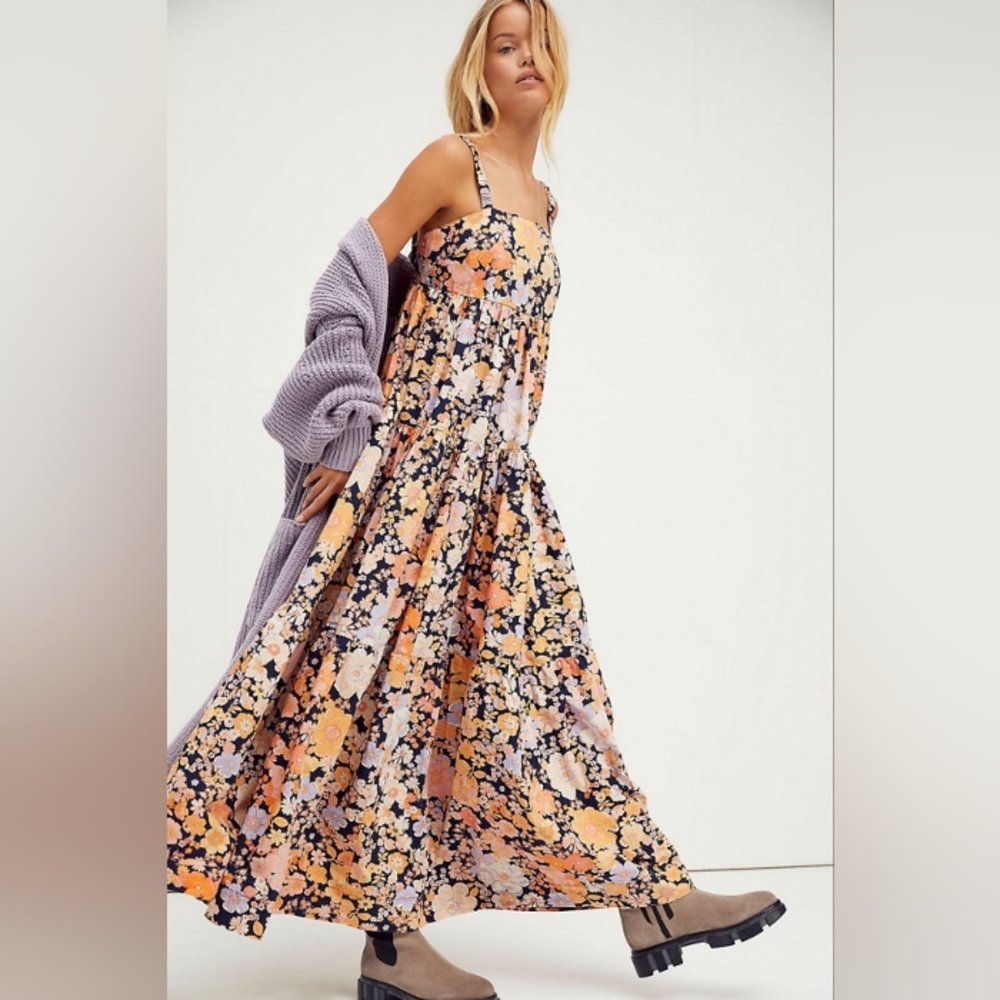Free People Black Floral Maxi Dress - Picture 4 of 9